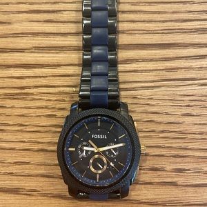 Fossil Mens Machine Quartz Stainless Steel Chronograph Watch, Black/Navy